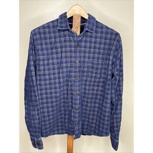 Peter Millar Mens Navy Blue Plaid Long Sleeve Flannel Shirt Size XL